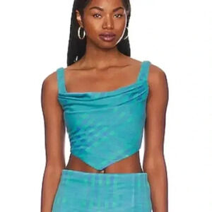 NWT Lovers + Friends Montauk Bustier in Oceanic Teal Blue